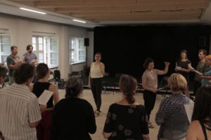 Probe im kleinen Saal im Zentralwerk, Juli 2024, Foto: Benjamin Thomas